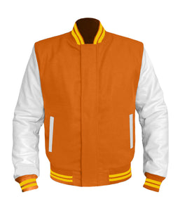 Original American Varsity White Leather Sleeve Letterman College Baseball Kid Wool Jackets #WSL-YSTR-BZ