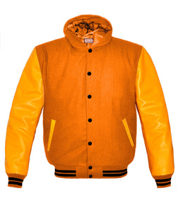 Superb Genuine Yellow Leather Sleeve Letterman College Varsity Women Wool Jackets #YSL-BSTR-BB-H