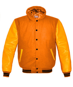 Superb Genuine Yellow Leather Sleeve Letterman College Varsity Men Wool Jackets #YSL-BSTR-BB-H