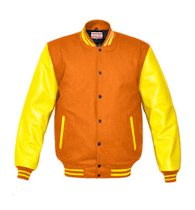 Superb Genuine Yellow Leather Sleeve Letterman College Varsity Men Wool Jackets #YSL-YSTR-BB