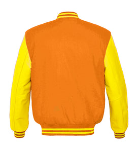 Superb Genuine Yellow Leather Sleeve Letterman College Varsity Men Wool Jackets #YSL-YSTR-YB