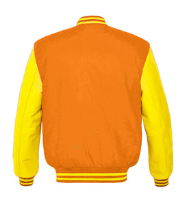 Superb Genuine Yellow Leather Sleeve Letterman College Varsity Women Wool Jackets #YSL-YSTR-YB