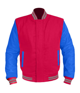 Original American Varsity Blue Leather Sleeve Letterman College Baseball Women Wool Jackets #BLSL-GYSTR-BZ