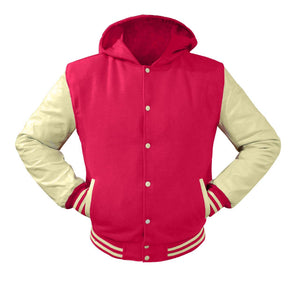 Superb Genuine Cream Leather Sleeve Letterman College Varsity Women Wool Jackets #CRSL-CRSTR-CRB-H