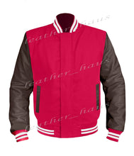 Load image into Gallery viewer, Original American Varsity Dark Brown Leather Sleeve Letterman College Baseball Women Wool Jackets #DBRSL-WSTR-BZ