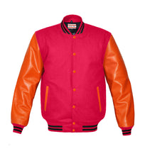 Load image into Gallery viewer, Superb Genuine Orange Leather Sleeve Letterman College Varsity Men Wool Jackets #ORSL-BSTR-OB