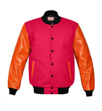 Load image into Gallery viewer, Original American Varsity Real Orange Leather Letterman College Baseball Women Wool Jackets #ORSL-BSTR-BB-Bband