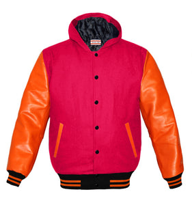 Superb Orange Leather Sleeve Original American Varsity Letterman College Baseball Women Wool Jackets #ORSL-ORSTR-BB-H-BBand