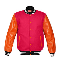 Load image into Gallery viewer, Original American Varsity Real Orange Leather Letterman College Baseball Men Wool Jackets #ORSL-WSTR-OB-BBand