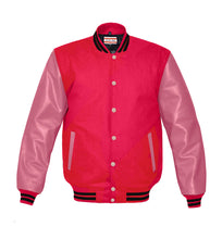Load image into Gallery viewer, Superb Genuine Pink Leather Sleeve Letterman College Varsity Men Wool Jackets #PKSL-BSTR-PKB