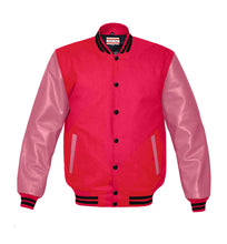 Load image into Gallery viewer, Superb Genuine Pink Leather Sleeve Letterman College Varsity Men Wool Jackets #PKSL-BSTR-BB