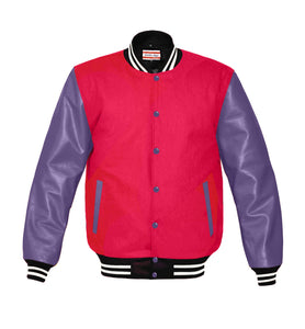 Original American Varsity Real Purple Leather Letterman College Baseball Women Wool Jackets #PRSL-WSTR-PRB-BBand