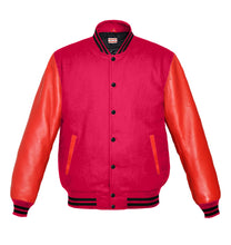 Load image into Gallery viewer, Original American Varsity Real Red Leather Letterman College Baseball Women Wool Jackets #RSL-BSTR-BB