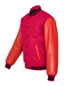 Original American Varsity Real Red Leather Letterman College Baseball Kid Wool Jackets #RSL-BSTR-BB