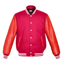 Load image into Gallery viewer, Original American Varsity Real Red Leather Letterman College Baseball Men Wool Jackets #RSL-WSTR-WB