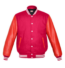 Load image into Gallery viewer, Original American Varsity Real Red Leather Letterman College Baseball Women Wool Jackets #RSL-WSTR-WB
