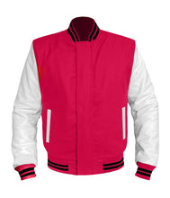 Load image into Gallery viewer, Original American Varsity White Leather Sleeve Letterman College Baseball Kid Wool Jackets #WSL-BSTR-WP-BZ