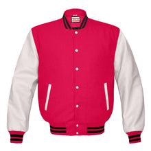 Load image into Gallery viewer, Superb Genuine White Leather Sleeve Letterman College Varsity Kid Wool Jackets #WSL-BSTR-WB