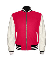 Load image into Gallery viewer, Original American Varsity Real White Leather Letterman College Baseball Men Wool Jackets #WSL-WSTR-ZIP-BBAND