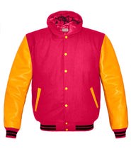 Load image into Gallery viewer, Superb Genuine Yellow Leather Sleeve Letterman College Varsity Men Wool Jackets #YSL-BSTR-YB-H