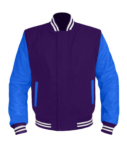 Original American Varsity Blue Leather Sleeve Letterman College Baseball Men Wool Jackets #BLSL-WSTR-BZ