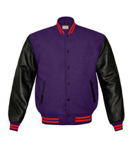 Load image into Gallery viewer, Superb Genuine Black Leather Sleeve Letterman College Varsity Kid Wool Jackets #BSL-RSTR-BB