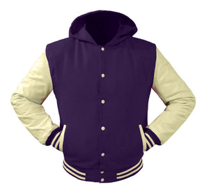 Superb Genuine Cream Leather Sleeve Letterman College Varsity Women Wool Jackets #CRSL-CRSTR-CRB-H