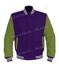 Load image into Gallery viewer, Original American Varsity Green Leather Sleeve Letterman College Baseball Kid Wool Jackets #GRSL-GYSTR-BZ