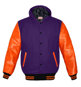 Superb Orange Leather Sleeve Original American Varsity Letterman College Baseball Women Wool Jackets #ORSL-ORSTR-BB-H-BBand