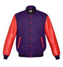 Load image into Gallery viewer, Original American Varsity Real Red Leather Letterman College Baseball Men Wool Jackets #RSL-BSTR-RB