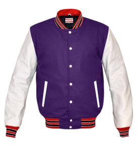 Superb Genuine White Leather Sleeve Letterman College Varsity Men Wool Jackets #WSL-RWBSTR-WB