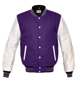 Superb Genuine White Leather Sleeve Letterman College Varsity Women Wool Jackets #WSL-BWSTR-WB