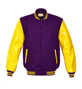 Superb Genuine Yellow Leather Sleeve Letterman College Varsity Men Wool Jackets #YSL-YSTR-BB