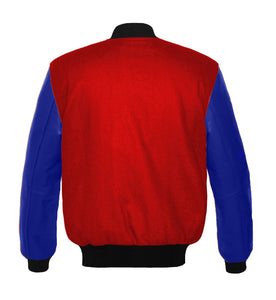 Original American Varsity Real Blue Leather Letterman College Baseball Men Wool Jackets #BLSL-BB-BBand