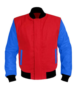 Original American Varsity Blue Leather Sleeve Letterman College Baseball Kid Wool Jackets #BLSL-BBand-BZ