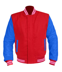 Original American Varsity Blue Leather Sleeve Letterman College Baseball Men Wool Jackets #BLSL-PKSTR-BZ