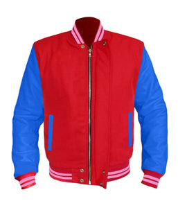 Original American Varsity Blue Leather Sleeve Letterman College Baseball Men Wool Jackets #BLSL-PKSTR-BZ