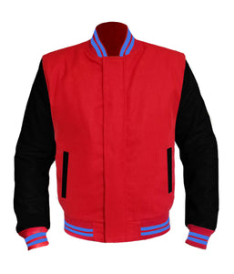 Original American Varsity Black Leather Sleeve Letterman College Baseball Men Wool Jackets #BSL-BLSTR-BZ
