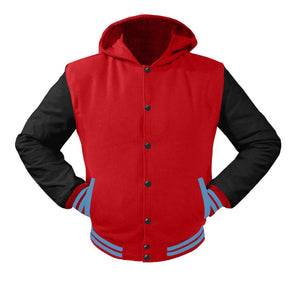 Superb Leather Sleeve Original American Varsity Letterman College Baseball Women Wool Hoodie Jackets #BSL-LBLSTR-BB-H