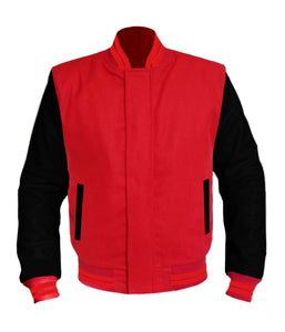 Original American Varsity Black Leather Sleeve Letterman College Baseball Men Wool Jackets #BSL-RSTR-BZ