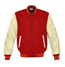 Load image into Gallery viewer, Superb Genuine Cream Leather Sleeve Letterman College Varsity Men Wool Jackets #CRSL-ORSTR-BB