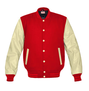 Superb Genuine Cream Leather Sleeve Letterman College Varsity Women Wool Jackets #CRSL-RSTR-CB