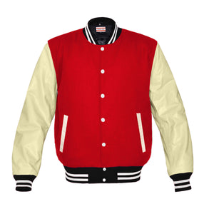 Original American Varsity Real Cream Leather Letterman College Baseball Kid Wool Jackets #CRSL-WSTR-WB-BBAND
