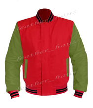 Load image into Gallery viewer, Original American Varsity Green Leather Sleeve Letterman College Baseball Women Wool Jackets #GRSL-BSTR-BZ