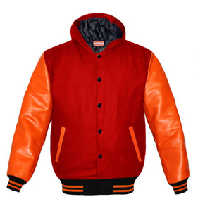 Superb Orange Leather Sleeve Original American Varsity Letterman College Baseball Women Wool Jackets #ORSL-ORSTR-BB-H-BBand