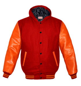 Superb Genuine Orange Leather Sleeve Letterman College Varsity Kid Wool Jackets #ORSL-ORSTR-BB-H