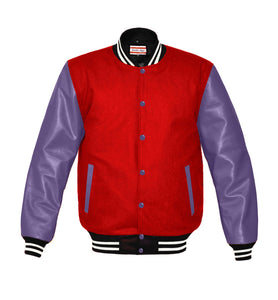 Original American Varsity Real Purple Leather Letterman College Baseball Men Wool Jackets #PRSL-WSTR-PRB-BBand