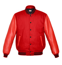 Load image into Gallery viewer, Original American Varsity Real Red Leather Letterman College Baseball Men Wool Jackets #RSL-BSTR-BB