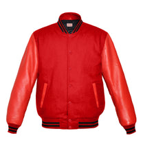 Load image into Gallery viewer, Original American Varsity Real Red Leather Letterman College Baseball Women Wool Jackets #RSL-BSTR-RB