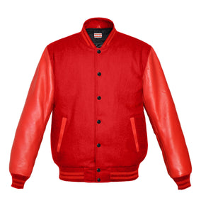 Original American Varsity Real Red Leather Letterman College Baseball Men Wool Jackets #RSL-RSTR-BB